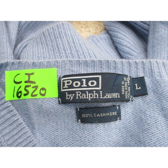 Ralph Lauren Polo Sweater Adult Large L Blue Cashmere V Neck Casual Preppy Mens - Picture 10 of 11